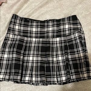 Royal Bones Black and White Plaid Mini Skirt